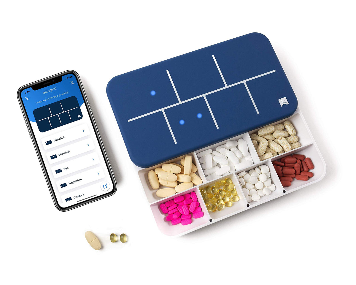 Elliegrid monthly pill organizer alarm guides daily meds with clear alerts.
