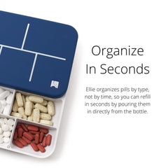 Elliegrid 30-day compartments hold pills for an entire month.