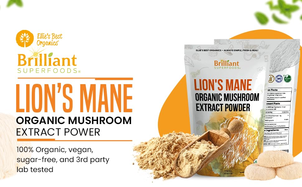 Ellie's Best Lions Mane powder dissolves easily in tea or juice