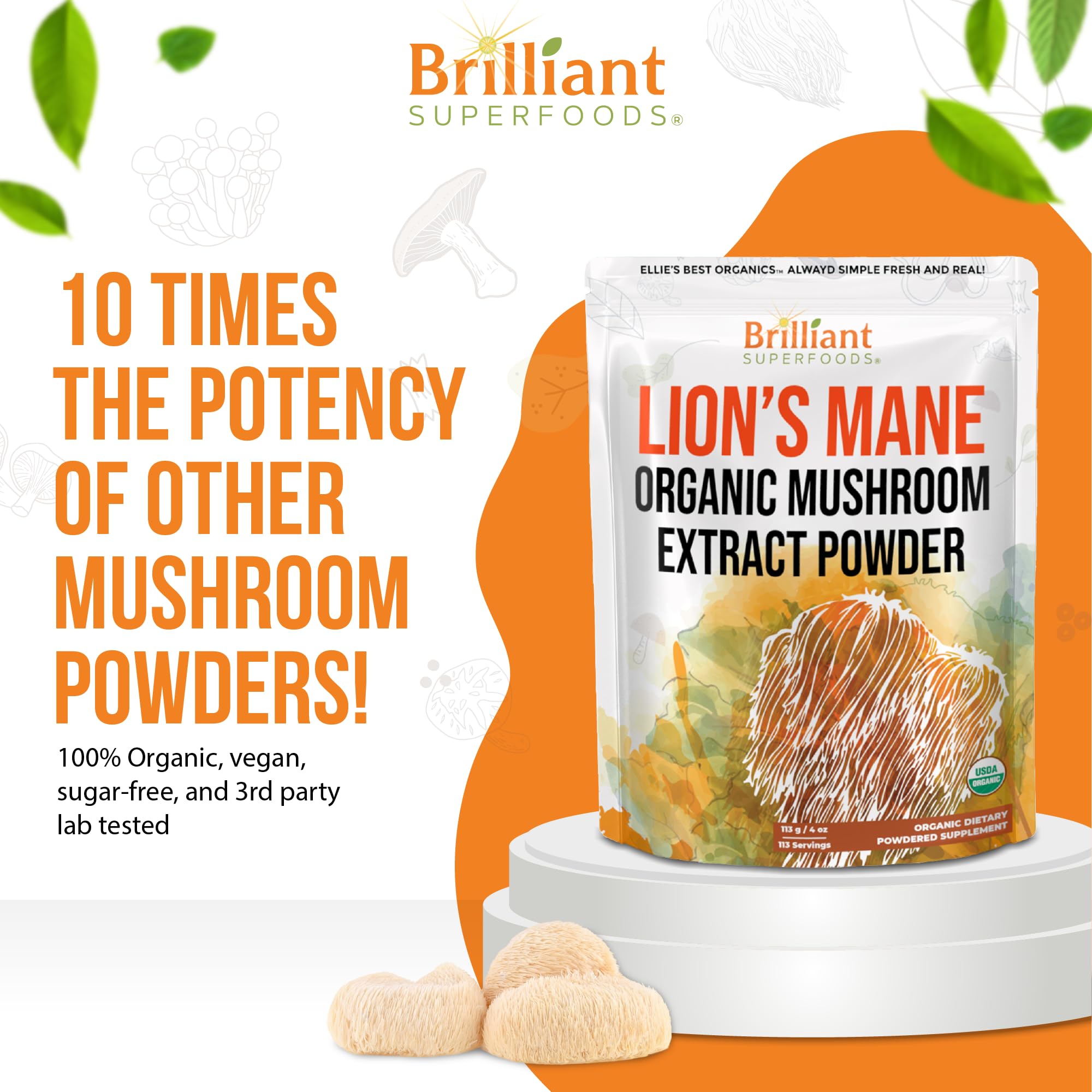 No artificial fillers, pure mushroom extract from Lions Mane