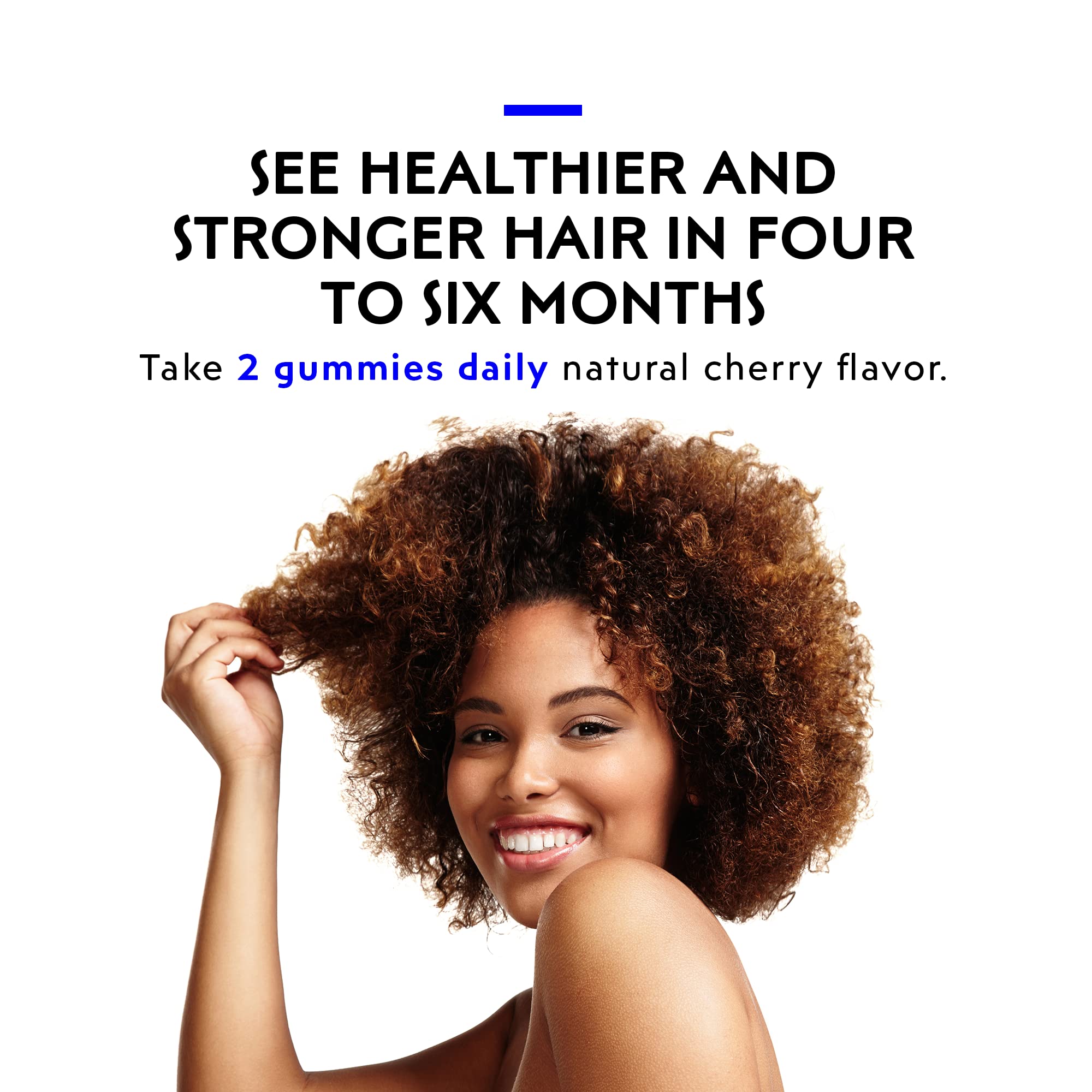 Label highlights 5000 mcg biotin per serving for hair.
