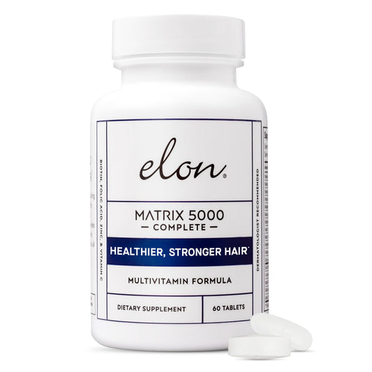 Elon Matrix 5000 bottle front showing the product for hair, skin and nails support