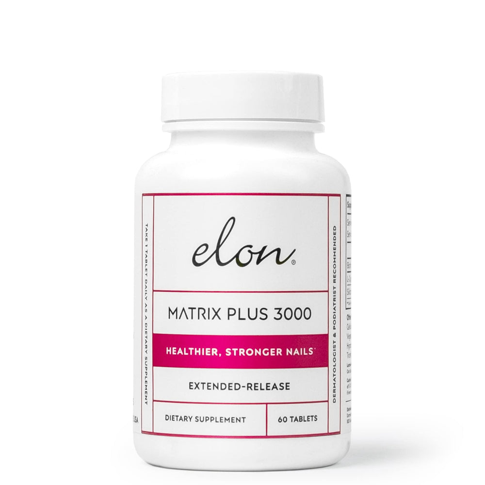 Elon Matrix Plus 3000 bottle with capsules for potential nail repair and growth