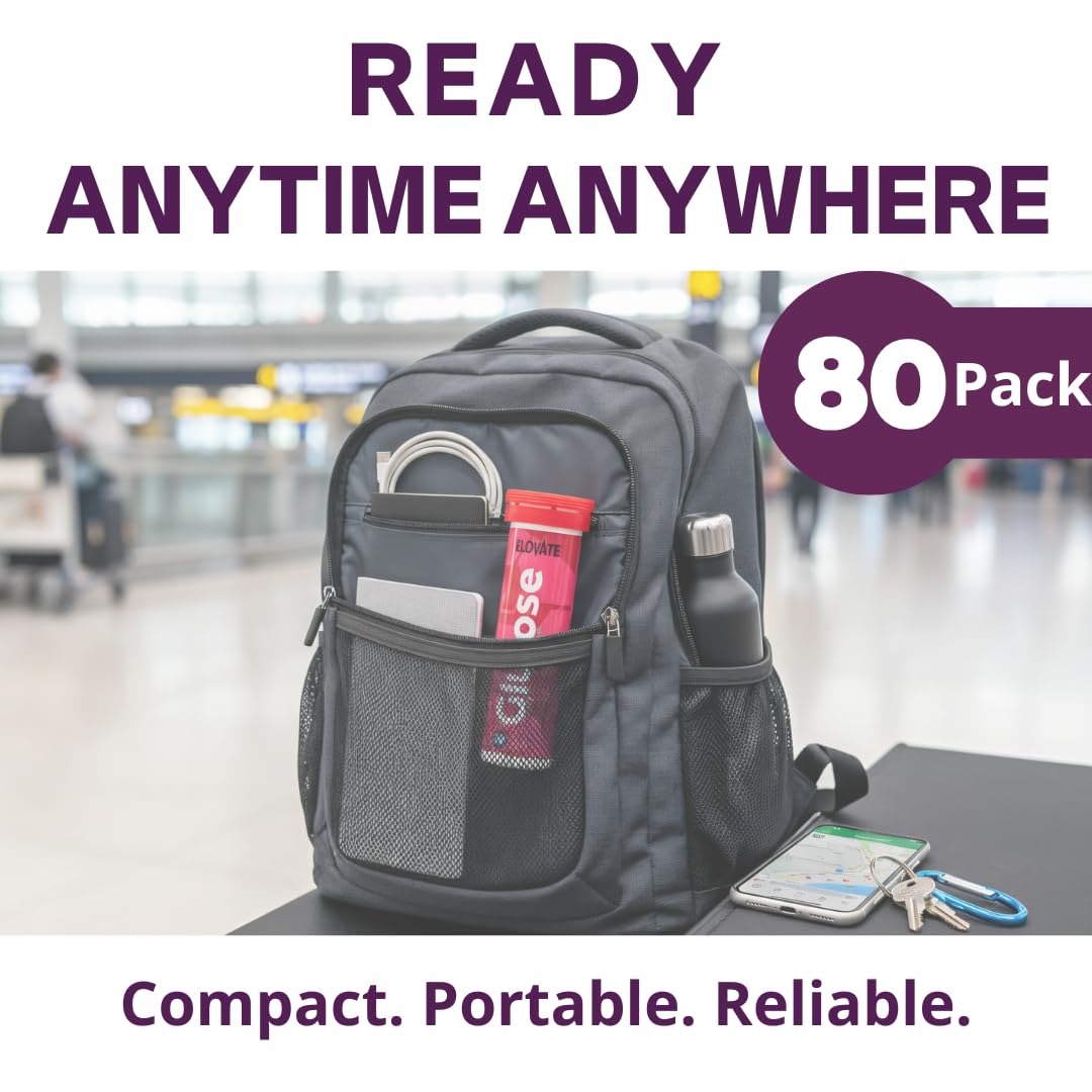 Eight-tube packaging of ELoVATE glucose tablets for travel-ready energy.