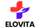 Logo of Elovita with a red and purple cross on a white background