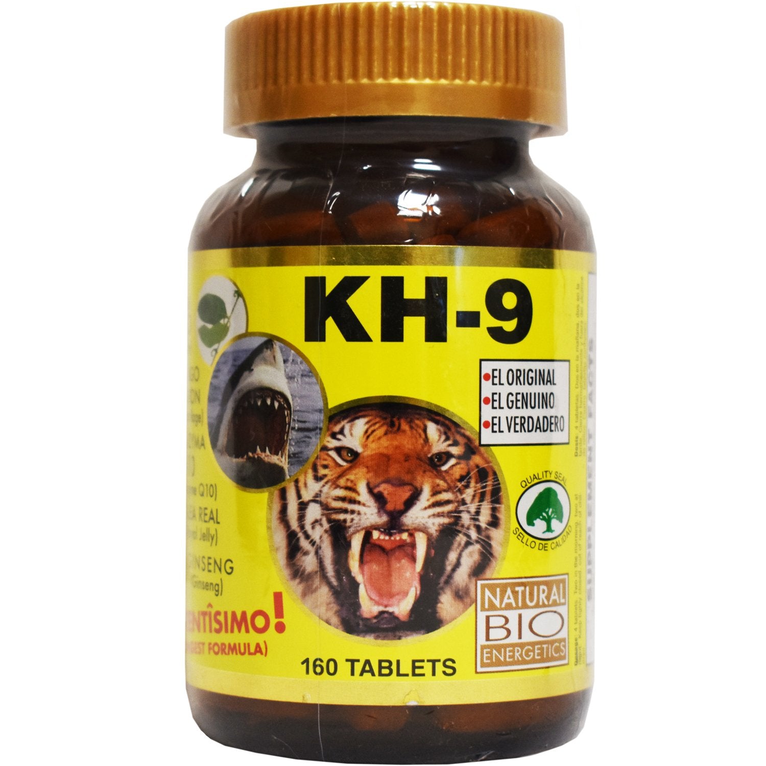 ELP ESSENTIAL KH-9 multivitamin bottle label highlighting natural ingredients for daily wellness.