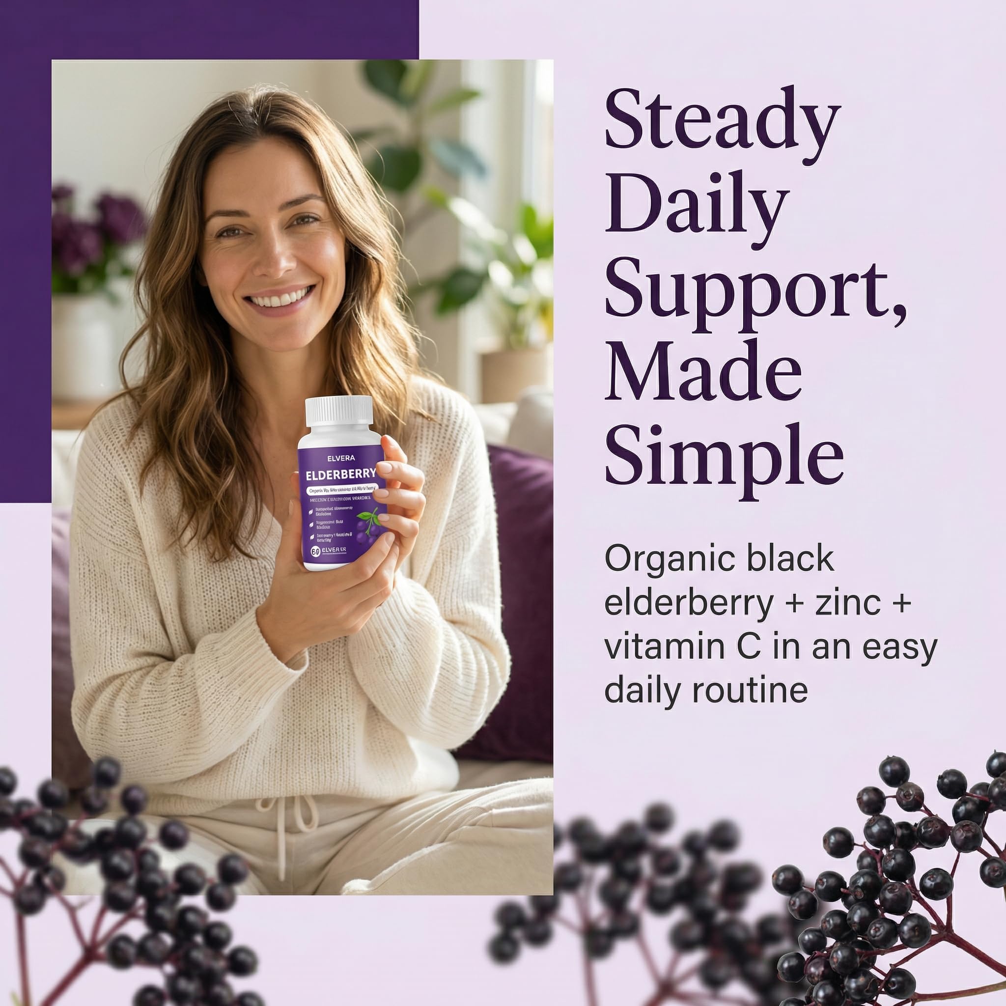 ELVERA Elderberry Gut Support capsules with vitamin C for wellness