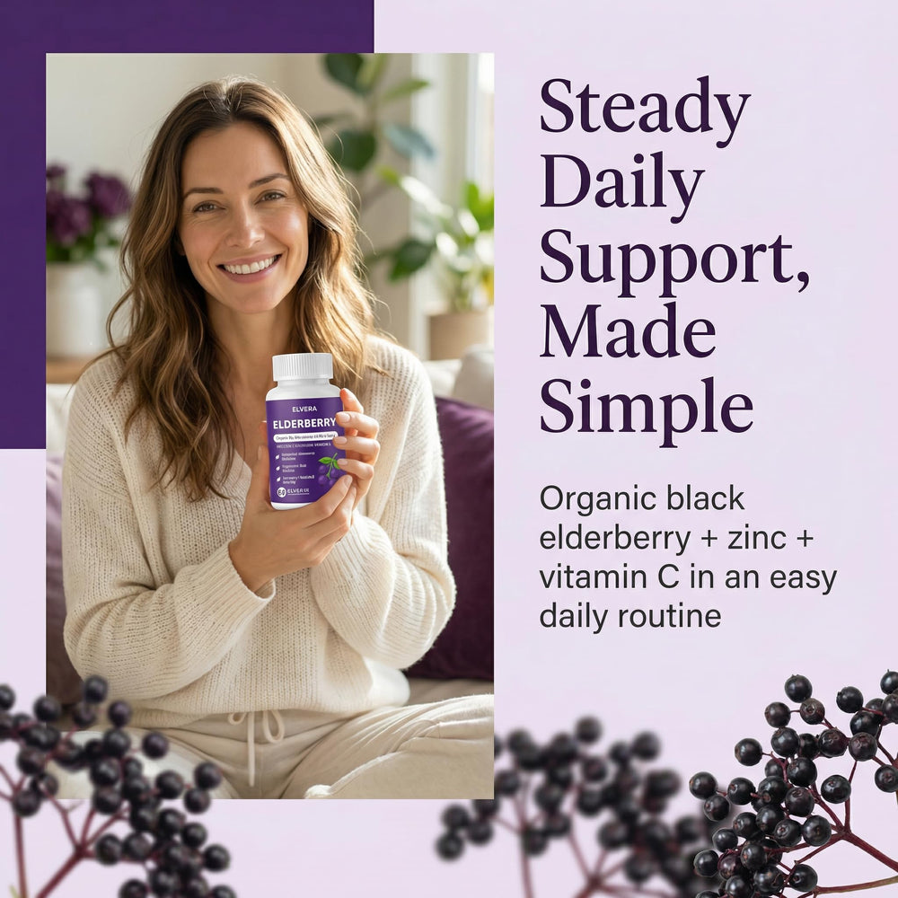 ELVERA Elderberry Gut Support capsules with vitamin C for wellness