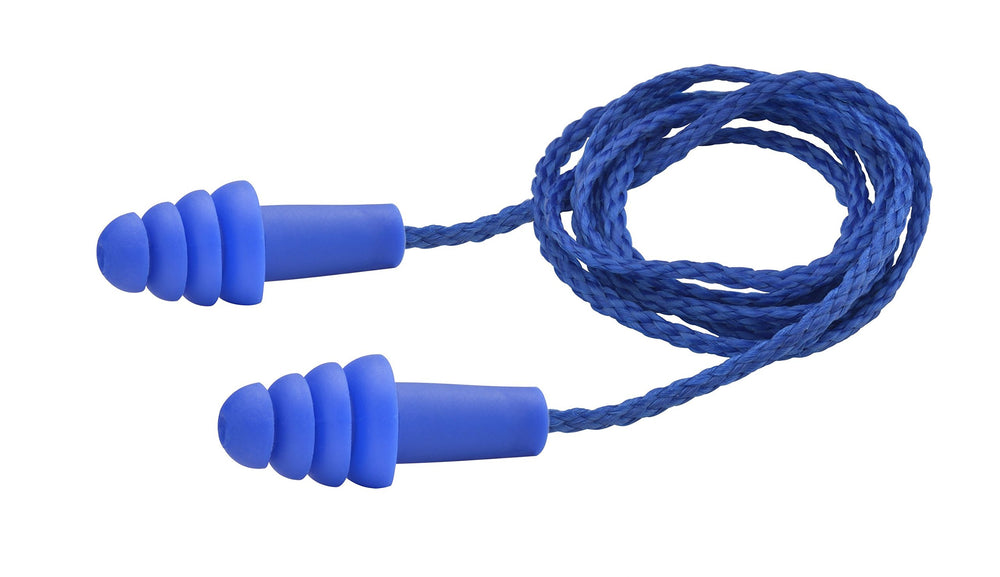 Elvex Quattro blue corded ear plug for reusable hearing protection