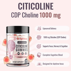 Elystrixionis Citicoline supplement bottle label highlights 1000mg CDP choline for focus.