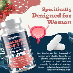 Elystrixionis Cranberry Pills ingredients chart including probiotics and D-Mannose