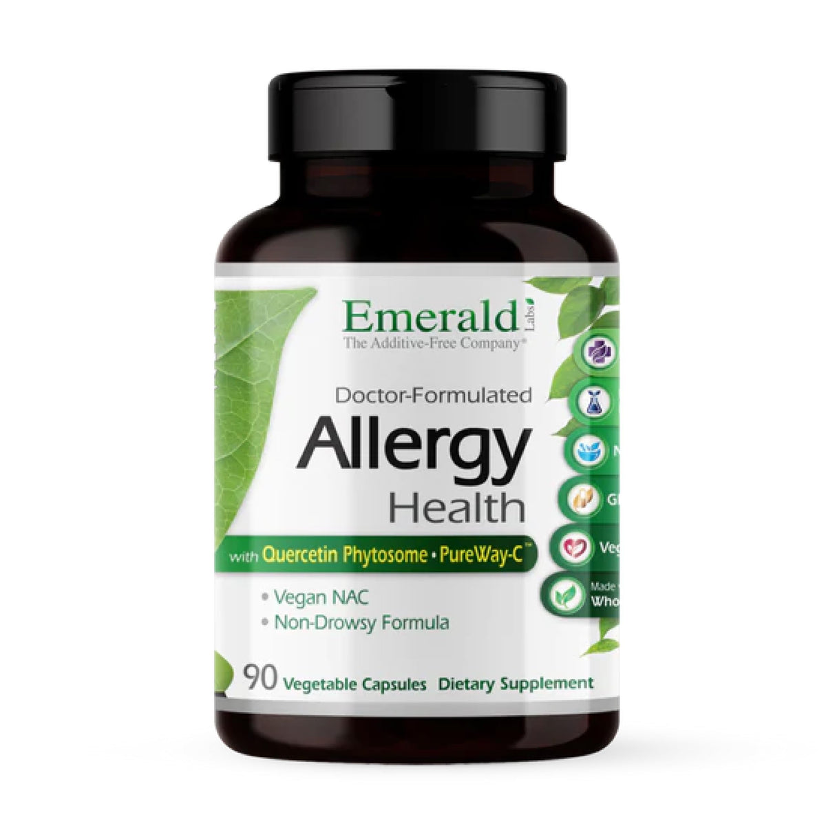 Emerald Labs Allergy Health bottle with non-drowsy seasonal support
