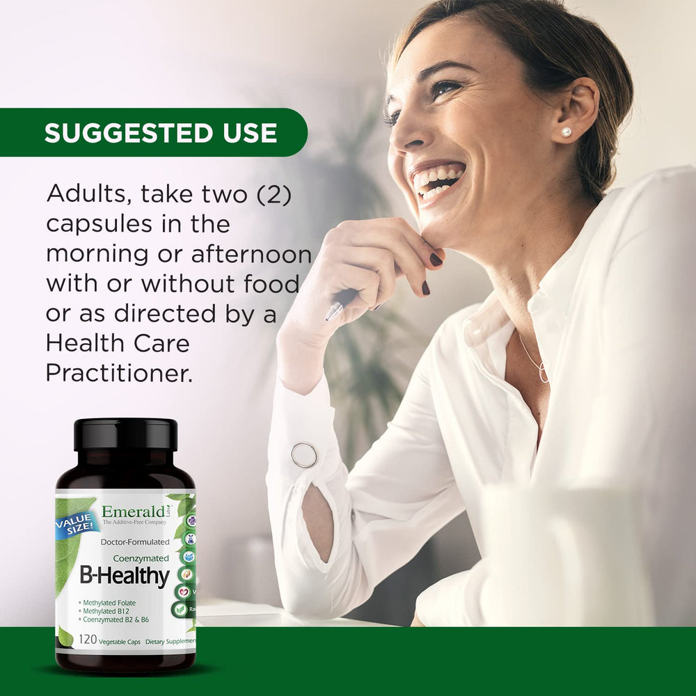 Emerald Labs B-Healthy packaging highlights allergen-free, GMO-free vegan formulation