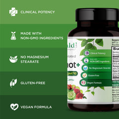 Nutrition panel on Bergamot+ bottle highlighting servings and ingredients