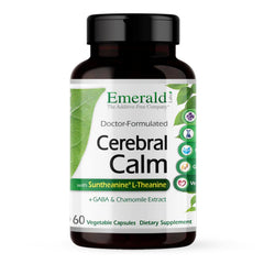 Emerald Labs Cerebral Calm bottle shows calming brain health support for daily balance