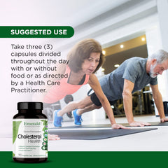 Emerald Labs Cholesterol Health garlic powder visual emphasizes natural supplement blend.
