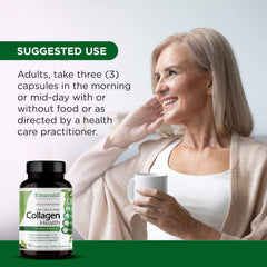 Emerald Labs Collagen Health packaging close-up highlighting nutrient-rich formula.