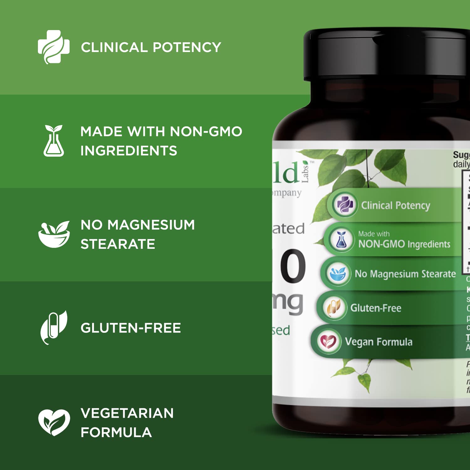 Emerald Labs CoQ10 bottle with sunflower vitamin E base