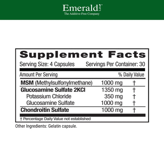 Emerald Labs capsules shown for convenient daily dosing supporting ongoing joint care