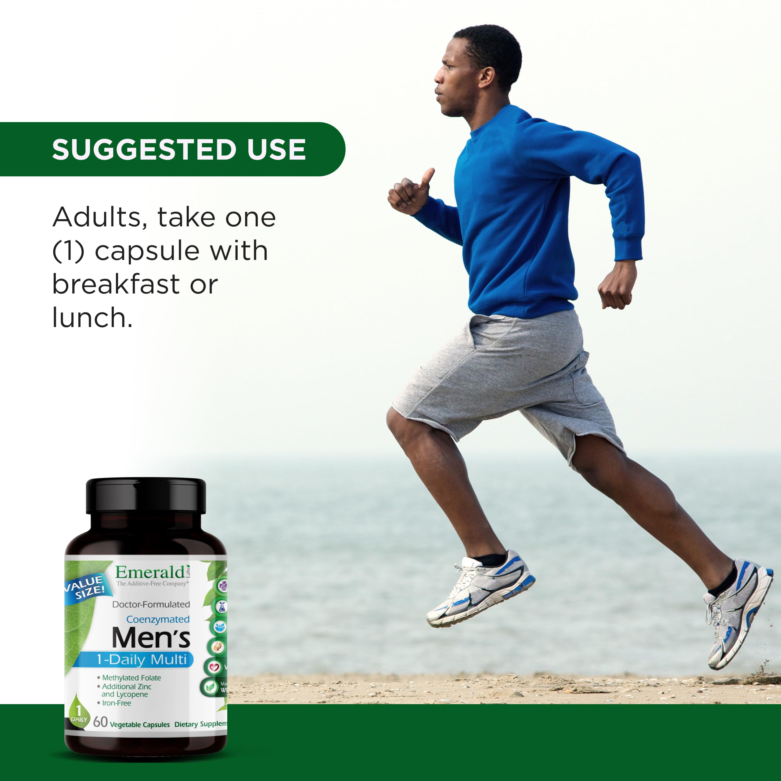 Emerald Labs additive-free formula nutrition facts view for health-supporting vitamins.
