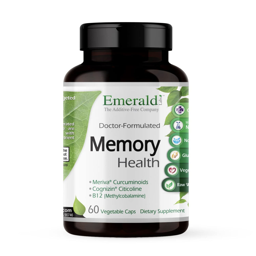EMERALD LABS Memory Health bottle front displays daily brain support potential