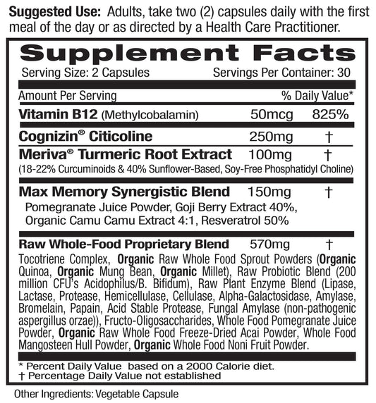 EMERALD LABS Memory Health capsules close-up highlights easy daily dosing