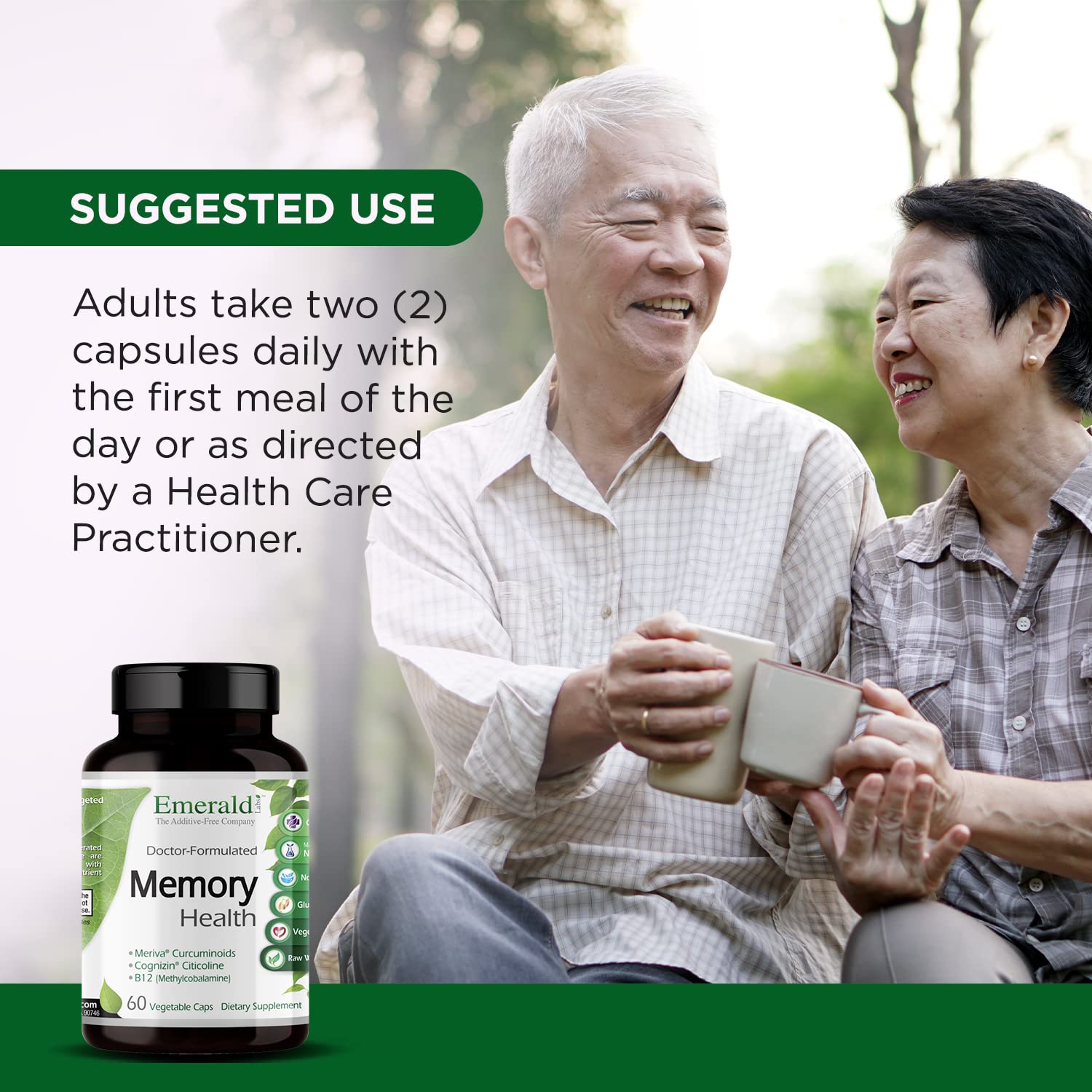 EMERALD LABS Memory Health ingredients scene highlights whole-food proprietary blend