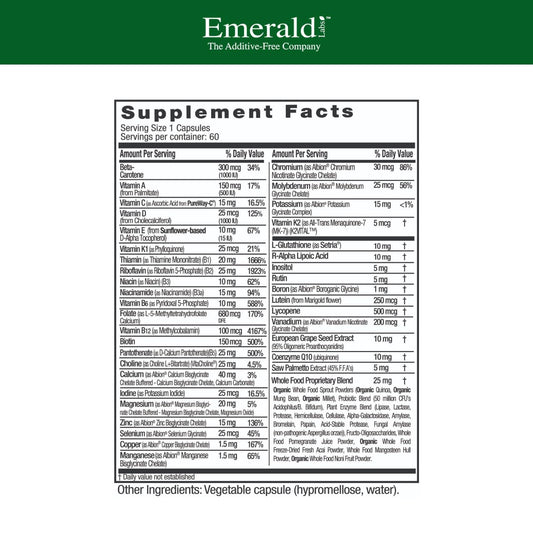Emerald Labs Men's 45+ 1-Daily Multi capsules for bone and heart health.