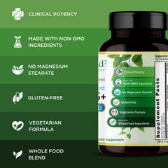 Hand holding Emerald Labs Men 45+ bottle illustrating a simple daily routine