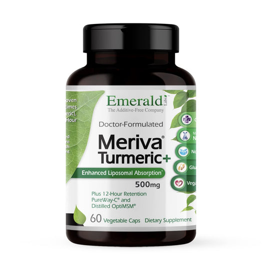 Emerald Labs Meriva Turmeric Plus bottle front for joint support and immune health.