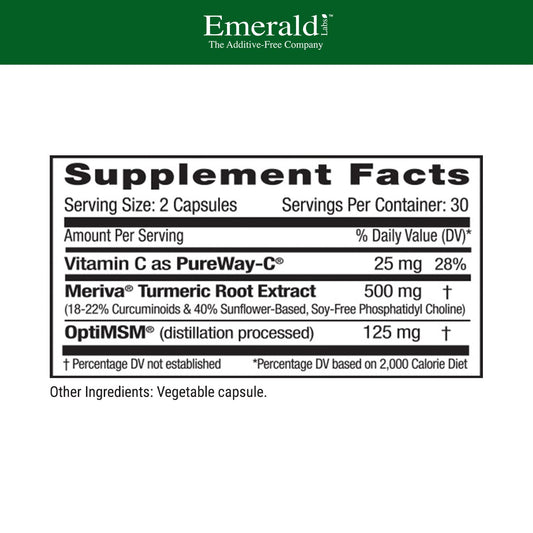 Close-up of Meriva Turmeric Plus capsules for immune support and daily wellness.