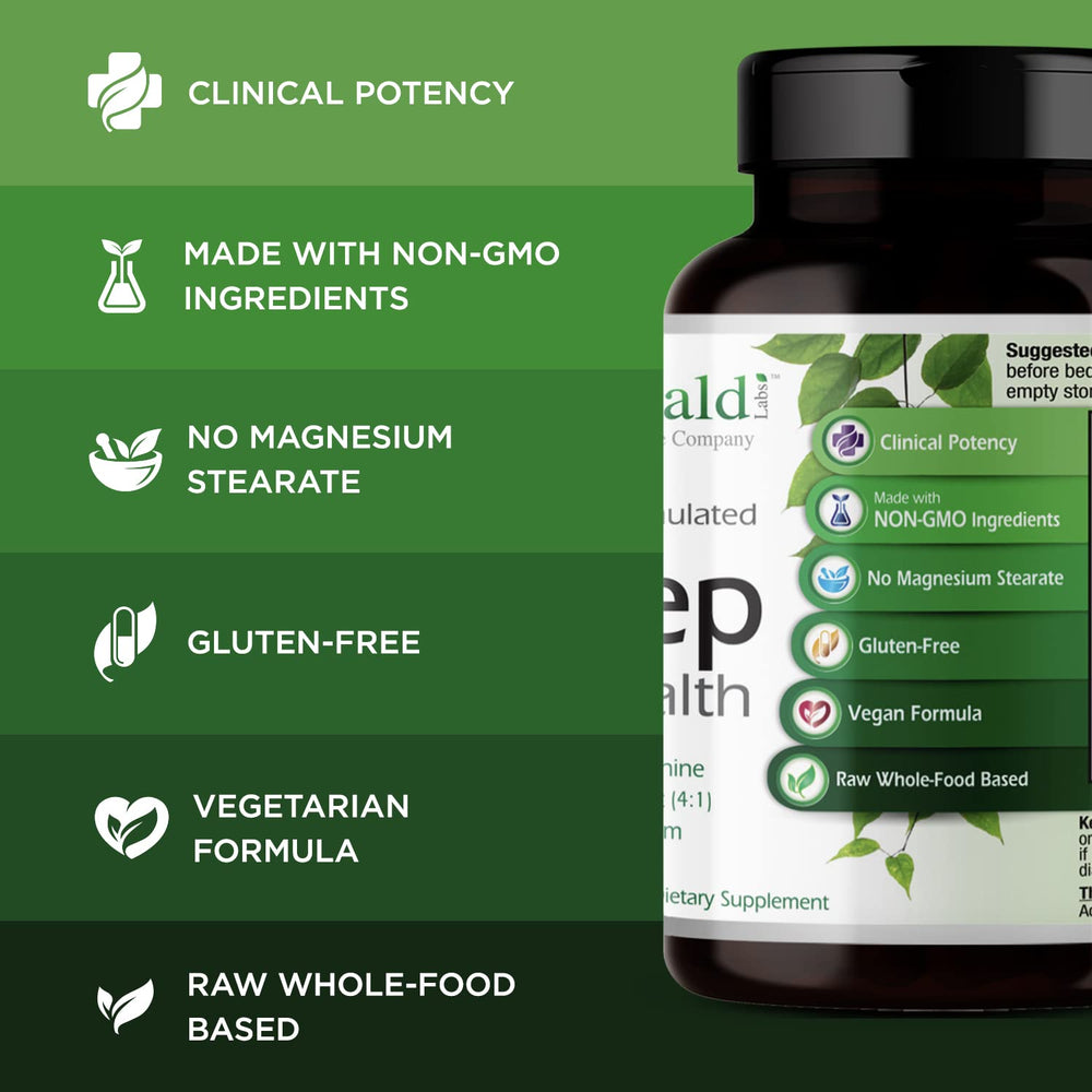 Emerald Labs Sleep Health bottle pour, indicating easy nightly dosing.