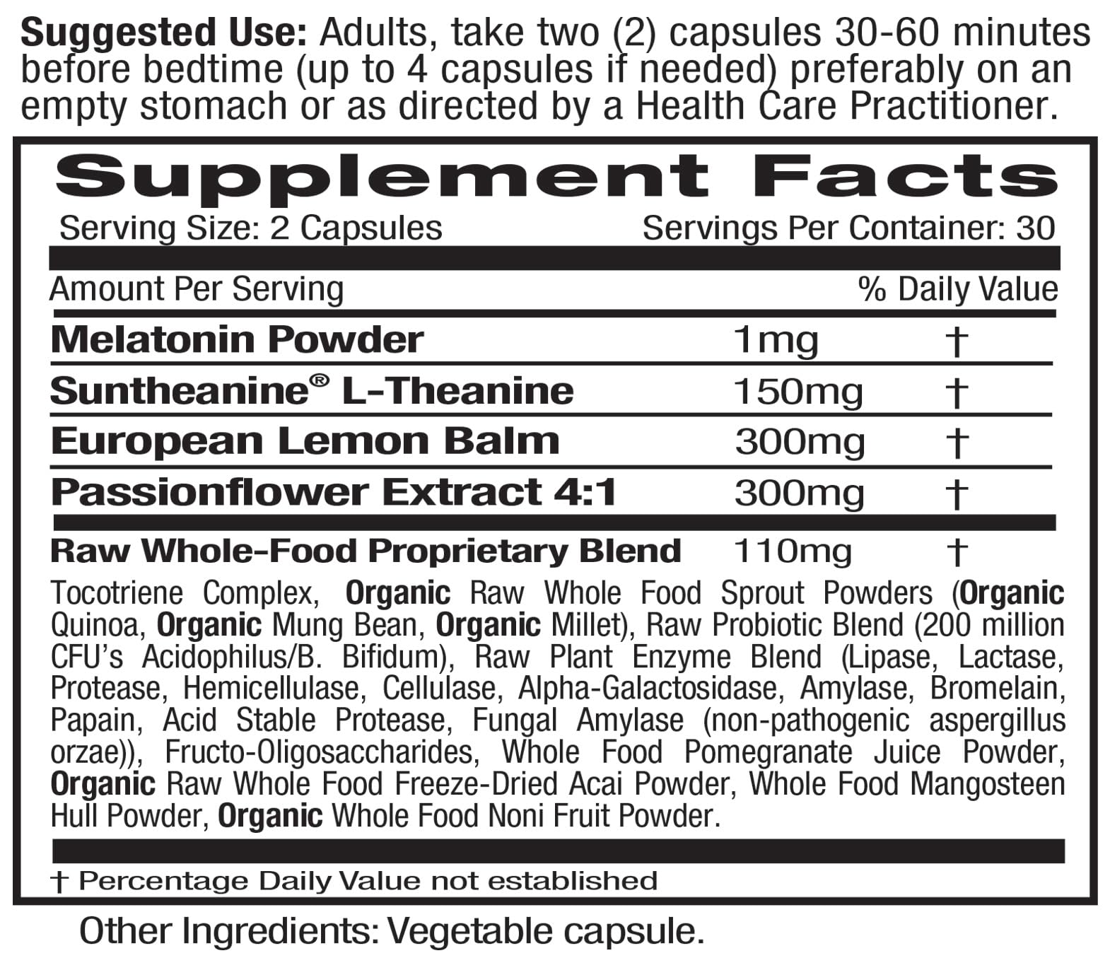 Emerald Labs Sleep Health capsules close-up, highlighting melatonin and L-Theanine for unwinding.