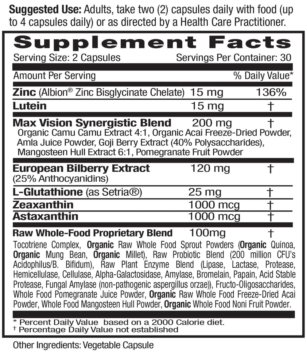 Close-up of Emerald Labs Vision Health capsules highlighting lutein and zeaxanthin for eye health