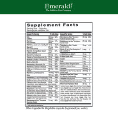 EMERALD LABS Women's 45+ Multi bottle label highlighting D3, K2, calcium