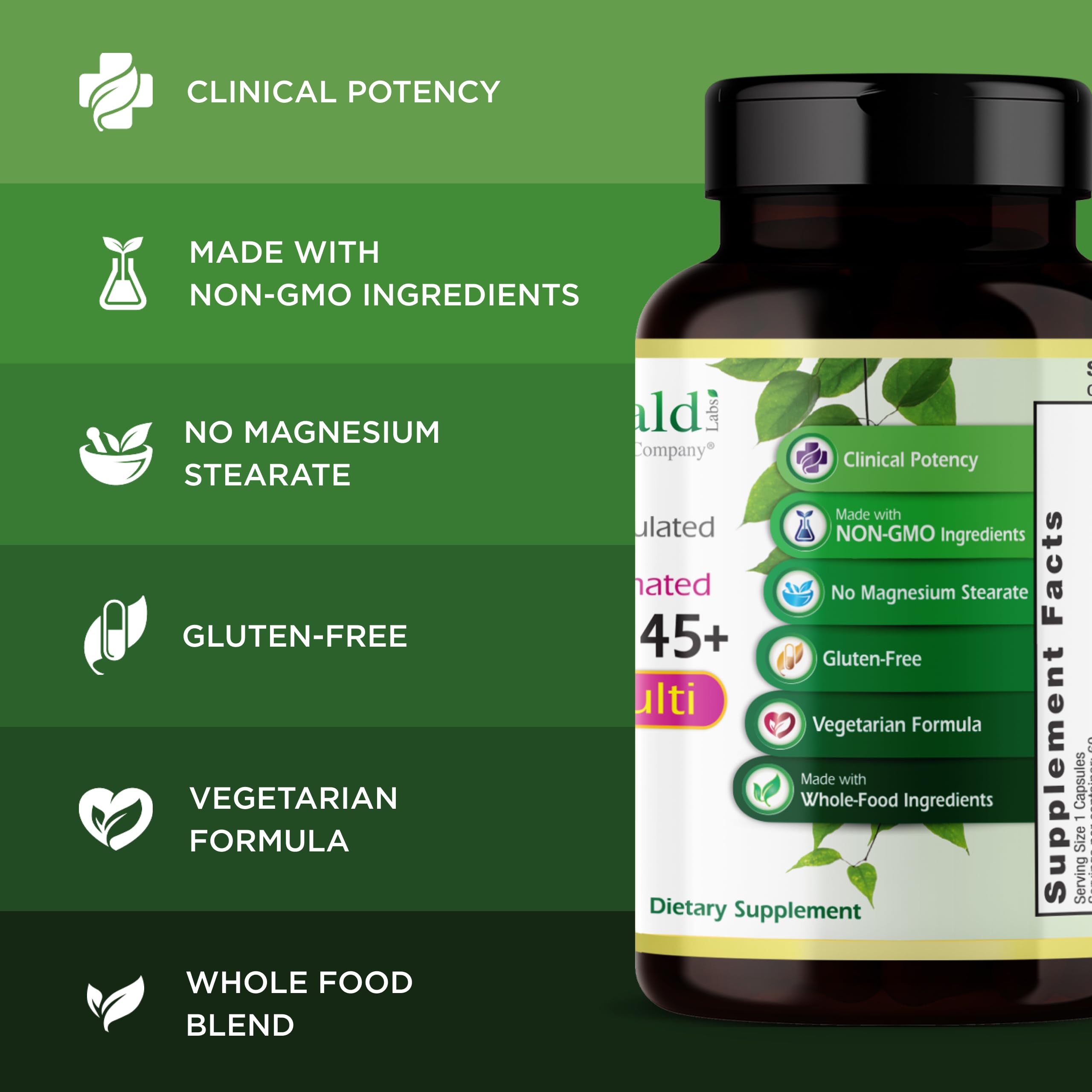 EMERALD LABS Women's 45+ Multi gluten-free icon on packaging