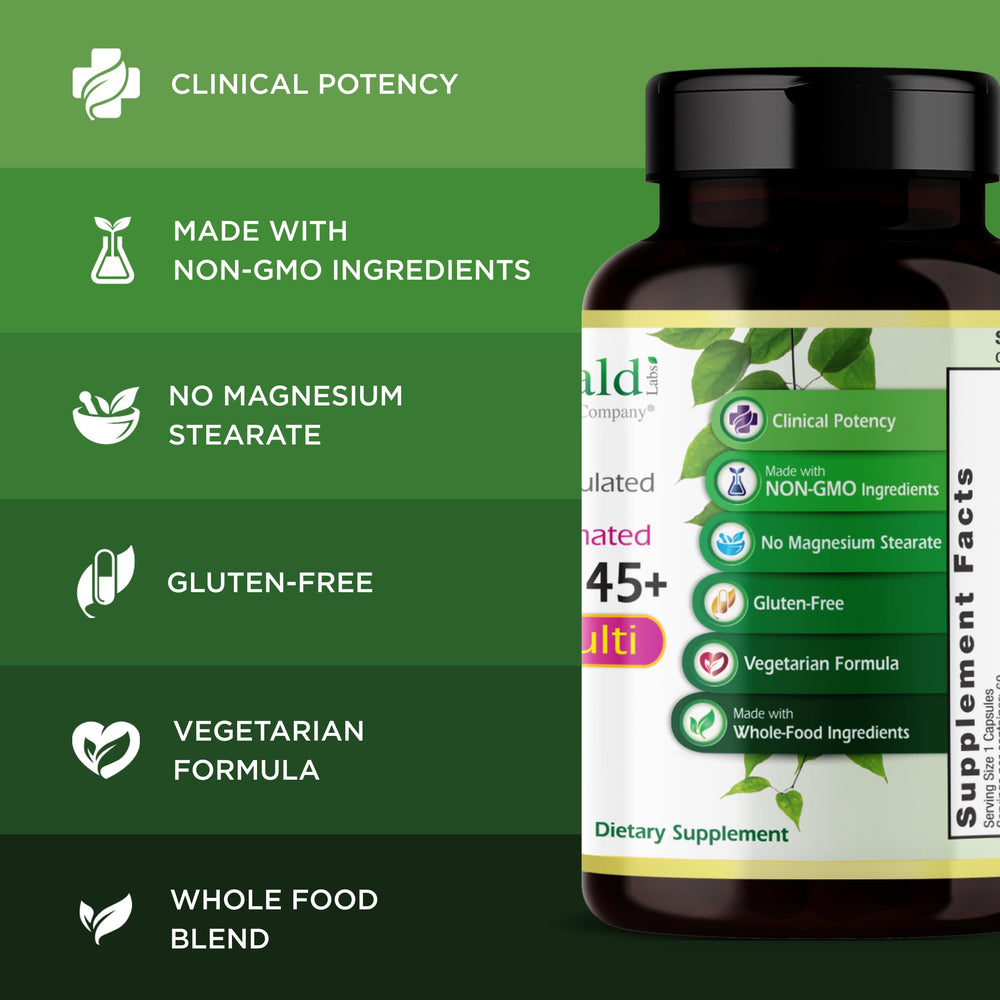 EMERALD LABS Women's 45+ Multi gluten-free icon on packaging
