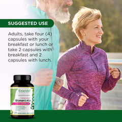 Emerald Labs Women's 45+ Multi vegetarian capsules; plant-based formulation for mature women.