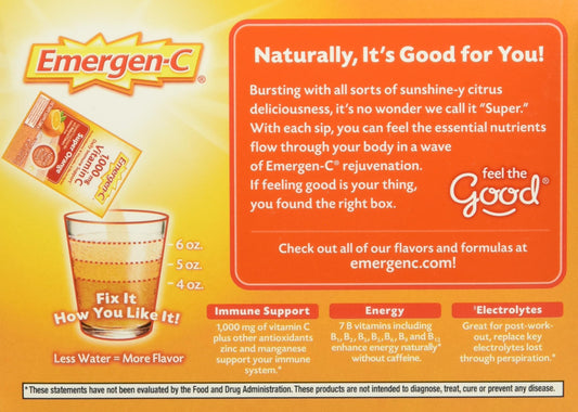 Close-up of Emergen-C 130213 ingredients highlighting antioxidants
