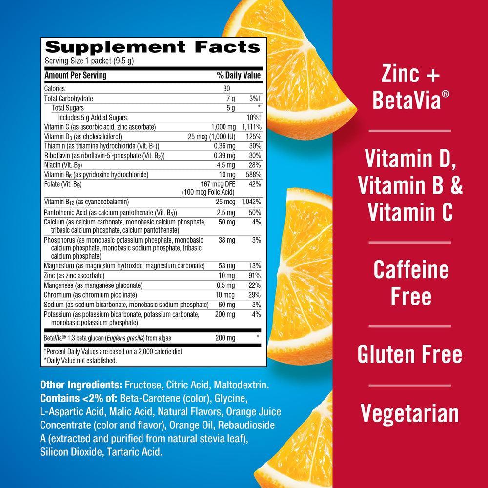 Emergen-C Immune+ powder dissolving in water for easy daily use