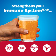Emergen-C Immune+ Triple Action packets closeup for convenient daily dosing