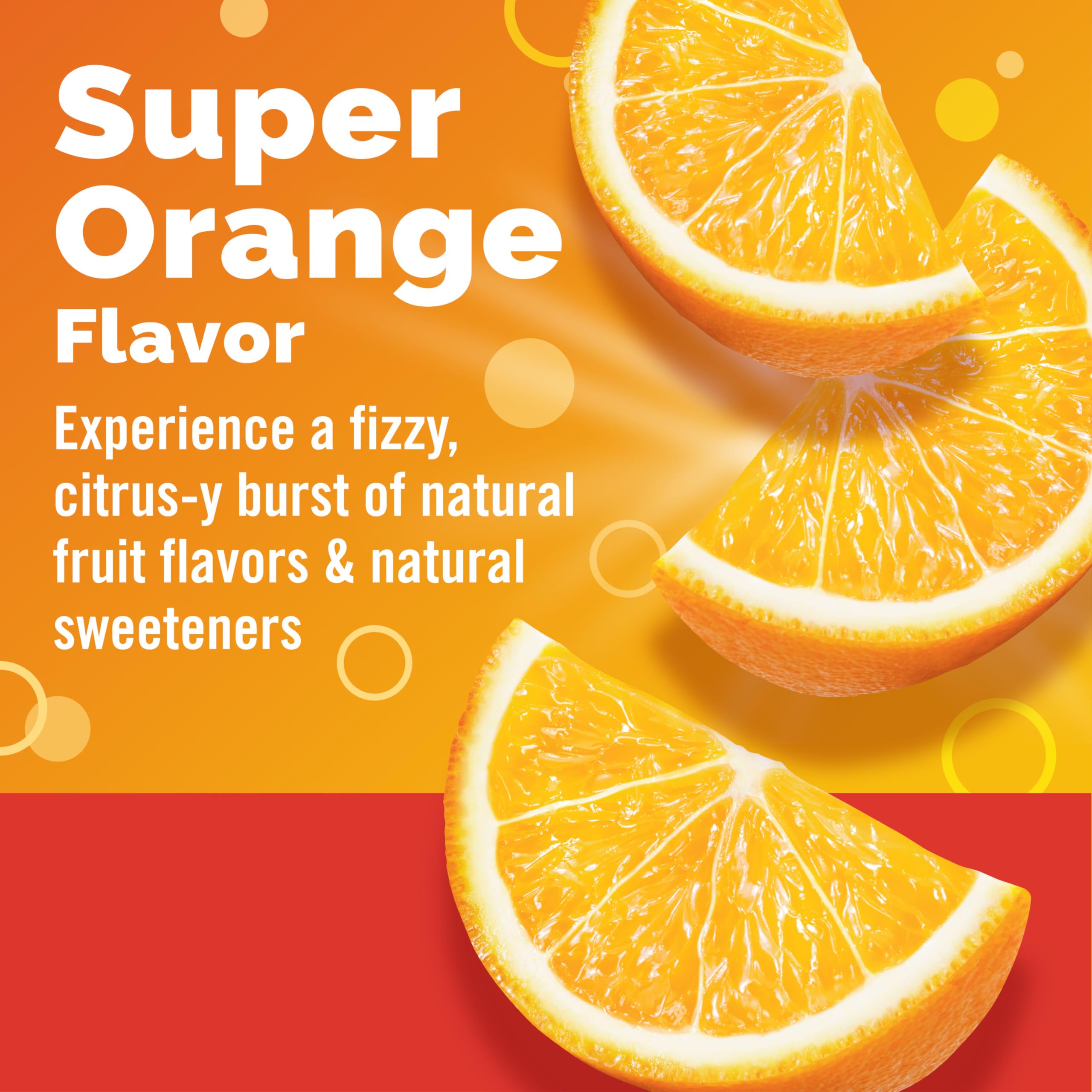 Person opening a 90-count Emergen-C packet for easy on-the-go use, with orange flavor.