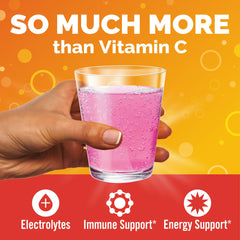 Emergen-C Raspberry powder dissolving in water for a refreshing boost.