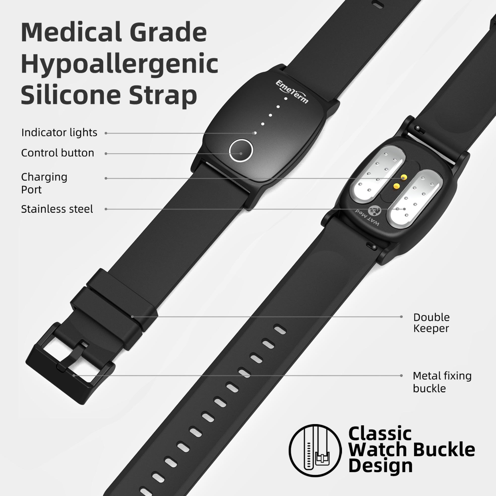 EmeTerm Explore Waterproof Wristband worn during swimming or hand washing.