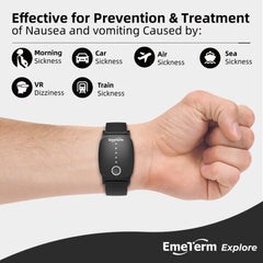 EmeTerm Explore Wristband in use with adjustable intensity for personalized comfort.