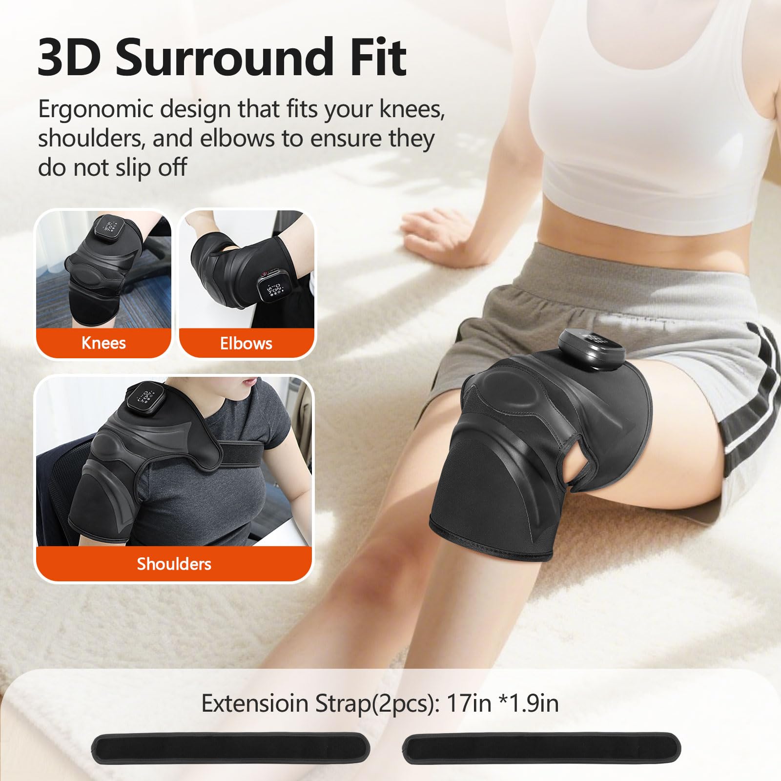 Emicool 3-in-1 knee, shoulder, and elbow heating pad fits securely.