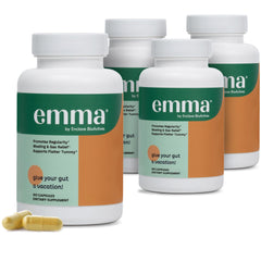 Emma Gut Health 4 Pack bottles front showing label for digestive balance