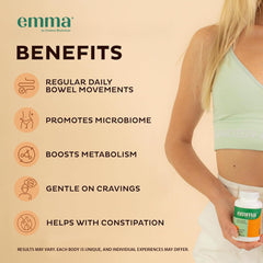 Pouring Emma Gut Health capsules into a hand for daily routine