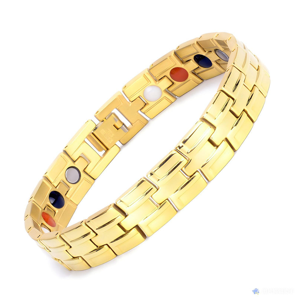 Emmori stainless steel magnetic bracelet gold, front view for daily wear