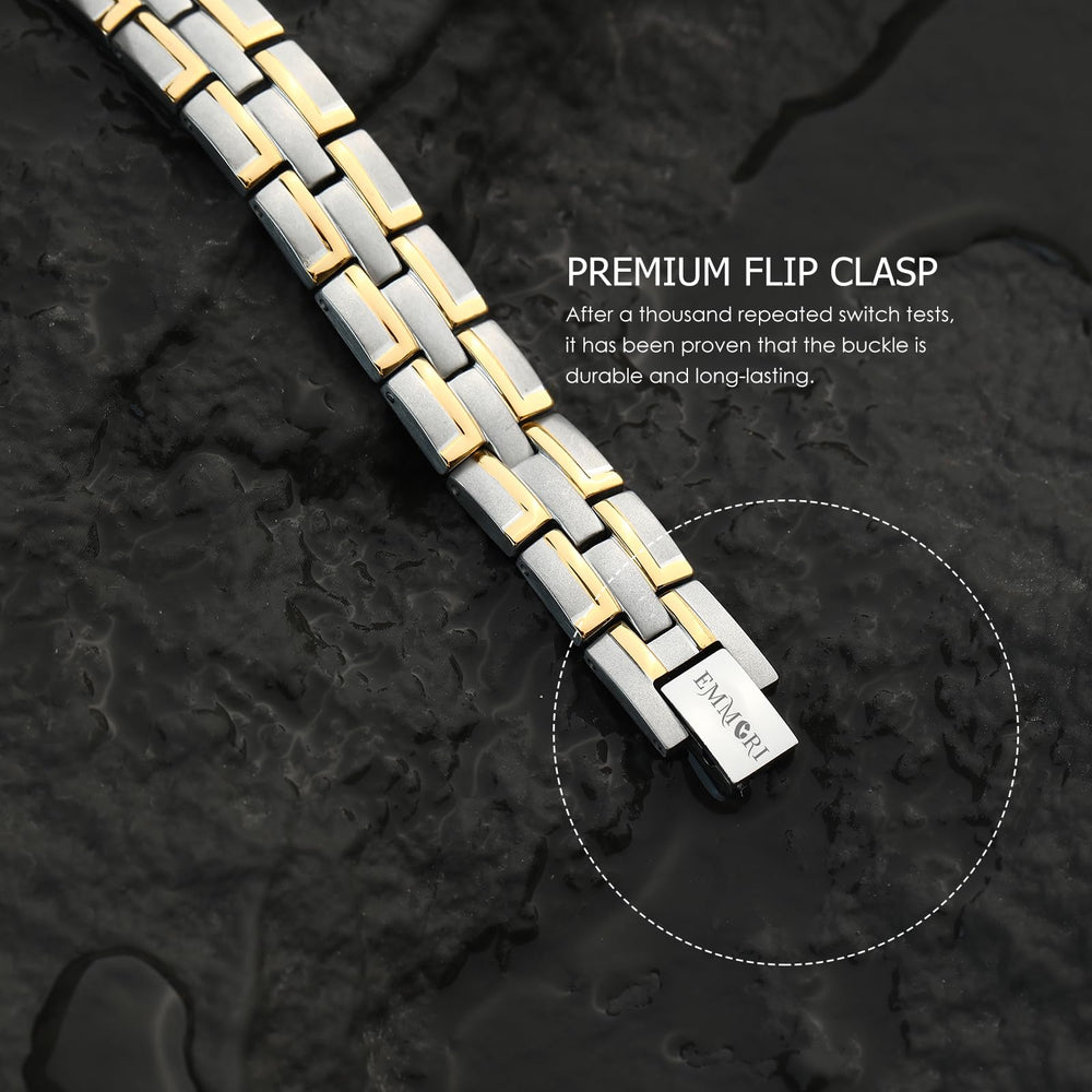 Emmori magnetic bracelet gold front view with premium finish